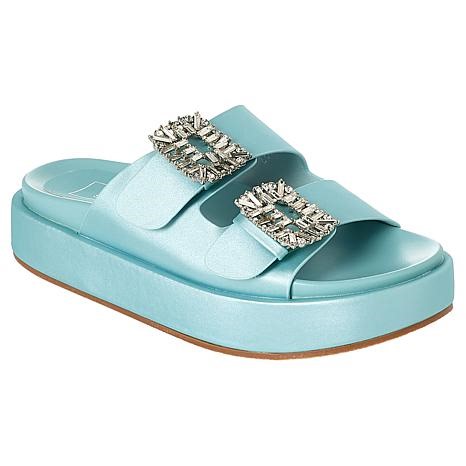 "As Is" SHUSHOP LOLA Flatform 2-Band Sandal with Crystal Detail | HSN