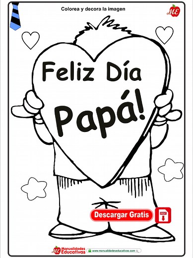 Dibujos Día del Padre para colorear - 30 modelos en PDF