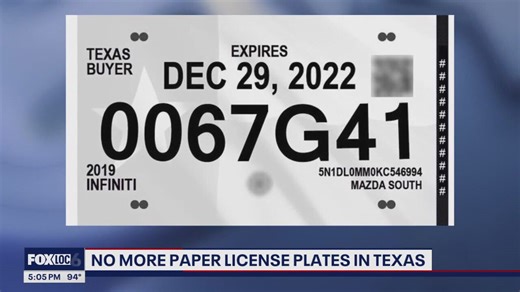 Texas replaces temporary paper license plates with metal ones to combat crime