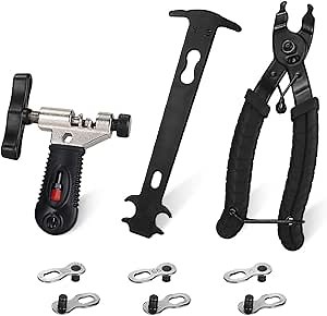 WOTOW Bicycle Chain Repair Tool Kit, Cycling Bike Master Link Pliers Remover & Chain Breaker Splitter Cutter & Chain Wear Indicator Checker & Reusable Missing Connector for 6/7/8/9/10 Speed Chain