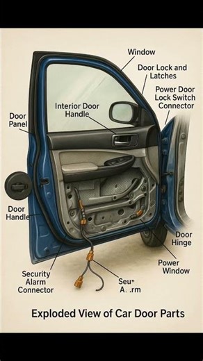 Car Door Parts Explained 🔧 | Exploded View 🔥 #Shorts #luxurycars #carshorts #carlovers
