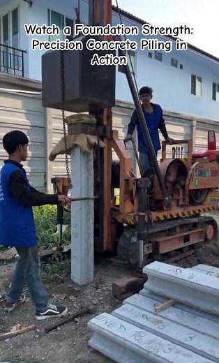 Precision Concrete Piling in Action #ConstructionLife #CivilEngineering #HeavyEquipment #Foundations