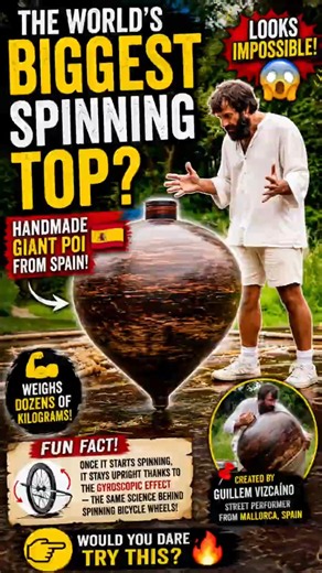 The Giant Spinning Top That Defies Physics 😱#spining #physical #funfacts #facts