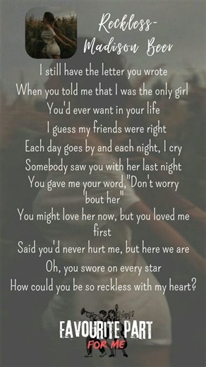 Reckless - Madison Beer (lyrics) #music #lyrics #shorts #fyp