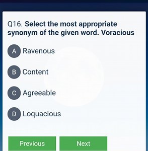 Q16. Select the most appropriate synonym of the given word. Vor... | Filo