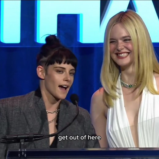 OMG! So cute 🥹❤️ “We have a birthday on the same day” “Her older sister is my best friend” “I’m finally cool enough to hang out with you” Kristen at GothamAwards in NYC 💚 #KristenStewart #NYC #GothamAwards #ElleFanning