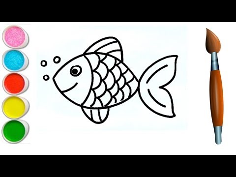 How to draw fish step by step for beginner | Fish drawing | Kids video | Kids Drawing | Coloring