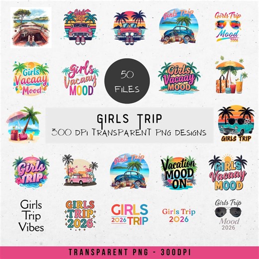 Girls Trip PNG Bundle | Besties Road Trip Clipart | Vacation Adventure Design | Instant Download - Etsy