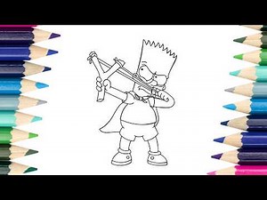 Bart Simpson with Slingshot Coloring Page