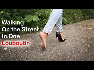 Walking in one Louboutin So Kate 120, one shoe walk, walking in one shoe, one heel walk (# 1297)