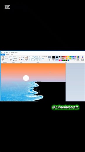 How to draw on computer | Scenery drawing | MS Paint tutorial | Beautiful moonlight scenery #shorts