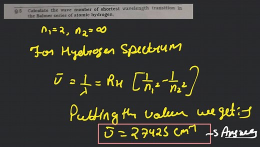 Calculate the wavenumber for the longest wavelength transition ... | Filo