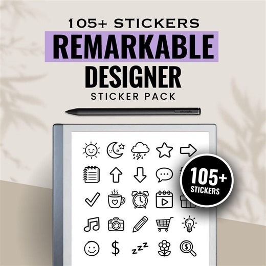 Remarkable 2 Designer Digital Sticker Bundle, E-ink Tablet Planner & Notes Sticker Kit - Etsy