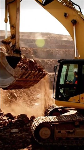 Heavy Duty Mining: Shovel vs. Haul Truck. #automobile #excavator #heavycivil