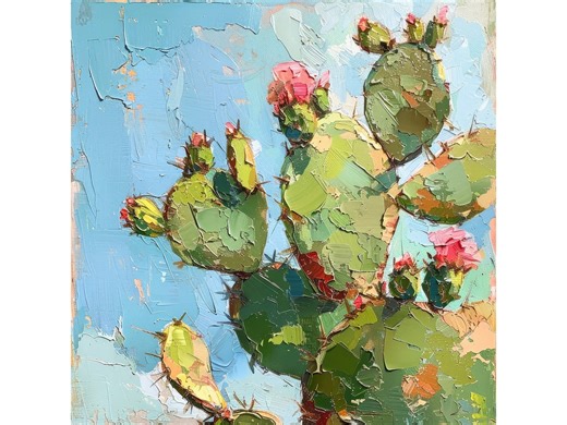 Cactus Painting Arizona Original Art Cactus Flowers Impasto Artwork Spring Gifts for Her by Artsenya - Etsy