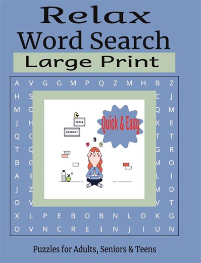 Relax Word Search Book | Large Print Puzzles for Seniors (PDF Pattern) - Etsy