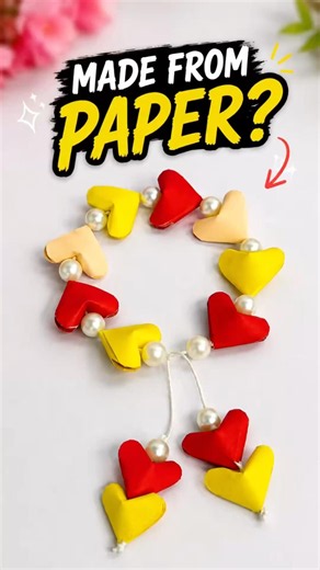 Made From Paper?! ❤️ Easy Heart Bracelet DIY ✨ Paper Jewelry Craft #paperbracelet #diycraft #shorts