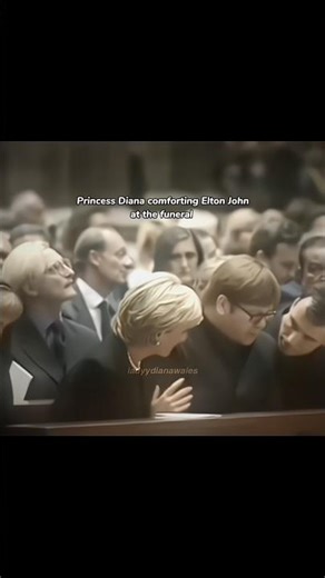Princess Diana comforting Elton John at the funeral #princessdiana #dianaspencer #eltonjohn #viral