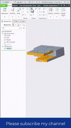 Creo parametric part design|creo|proE|tutorial-1 #shorts