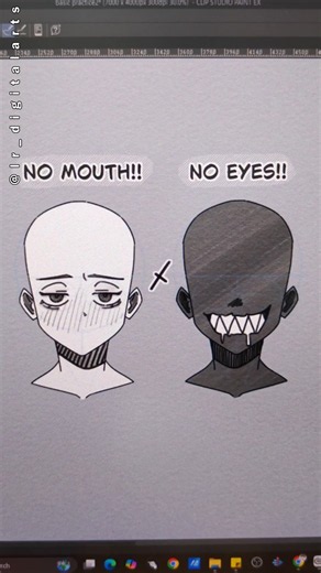 Manga Expressions: No Mouth VS no Eyes!! 😅 #digitalart #shorts #drawing #art #digitaldrawing