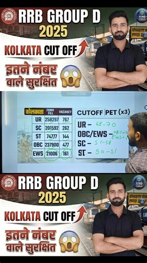 😱RRB GROUP D KOLKATA CUTOFF 2025 #rrbkolkata #ahmedabad #mumbai #rrbgroupd #rrb #rrbresult #cutoff