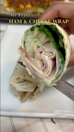 Easy Air Fryer Ham & Cheese with Spinach & Tomato Wrap | It’s so GOOD!