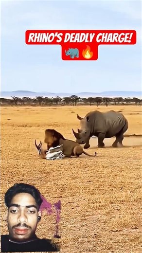 Angry Rhino Attacks Lion 🦏🦁 | Shocking Wildlife Battle Caught on Camera 😱#wildlife #wildanimals #fyp