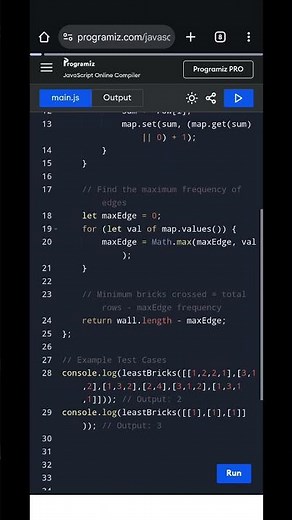 LeetCode Brick Wall Problem | Minimize Crossed Bricks | JavaScript Solution