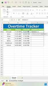 Overtime Tracker In Excel #reelschallengereelschallenge #viralreelschallenge2025viralreelschallengejaiviralreelschallengeviralreelschallenge #facebookreelsviral #exctips #viralreelsfacebook #viralreelschallenge #reelschallenge #viralphotochallenge #facebookreel #viralpost | excel_learning_by_ankur_munjal