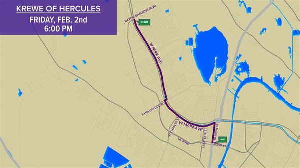 Krewe of Hercules 2024 parade route