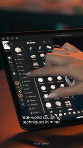 The sculpting brush palette you know and love is on #ZBrushForiPad! Find all the classic brushes and add your custom brushes just as you would on #ZBrush desktop! ZBrushForiPad.com | Maxon ZBrush