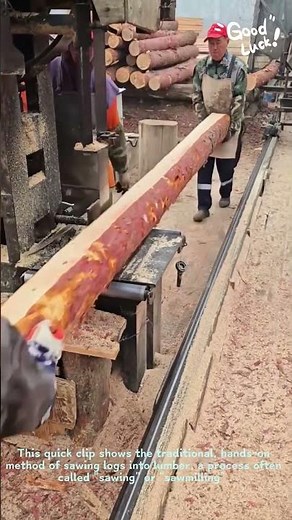 How to Cut a Log into Planks by Hand #Woodworking