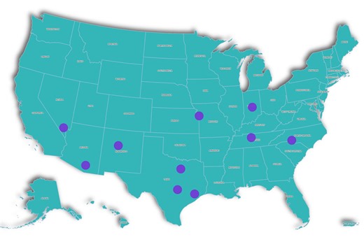 Map shows major US cities with largest average house sizes