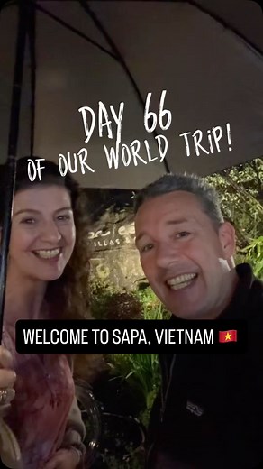 Day 66 of our world trip — Welcome to Sapa! 🇻🇳⛰️ Remember that cute little cabin with the amazing view we were so excited about? Well… it turned into hell 😂 All night we heard mice and rats running around in the roof… and six dogs trying to catch them. Sleep? Zero. 😅🐭🐶 So the next morning we hopped back on the motorbikes, grabbed a taxi and drove 6 hours through the mountains to our new destination: Sapa! A well-known mountain town where we’ll hike, explore, and hopefully see Mount Fansipa