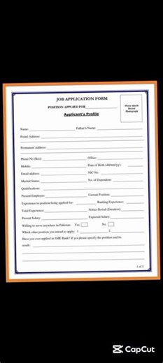job application form design in MS word