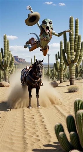 Cowboy Alien vs. Desert Cactus! 🌵👽