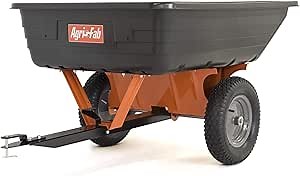 Agri-Fab 45-0533 650 lbs Tow Behind Poly Dump Cart, 10 CU. FT.; Lawn & Garden Cart/Trailer for Lawn Mowers, 16" Pneumatics Tires, Easy to Use Foot Pedal Dumping Lever