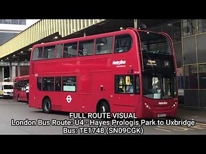 FULL ROUTE VISUAL | London Bus Route: U4 - Hayes Prologis Park to Uxbridge | TE1748 (SN09CGK)