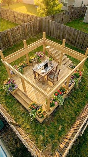 you won’t expect this level of upgrade from a simple backyard #landscapedesign #deckbuilding