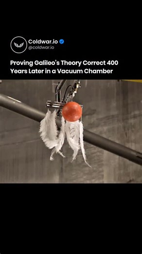 Knowledge Matrix on Instagram: "This experiment demonstrates Galileo’s theory of free fall using modern science. Inside a vacuum chamber, all air is removed, eliminating air resistance. With no opposing force, gravity acts alone on the objects. A bowling ball and a feather experience the same gravitational acceleration of 9.8 meters per second squared. Both objects fall at the same speed and reach the ground at the same time. This shows falling speed does not depend on mass. Differences seen in