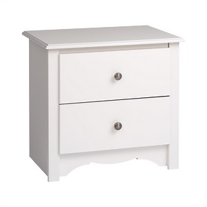 Prepac Monterey 2 Drawer Bedroom Nightstand, White