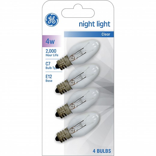 GE Incandescent Light Bulbs, 4 Watts, C7 Bulbs, Small Base, 4pk - Walmart.com
