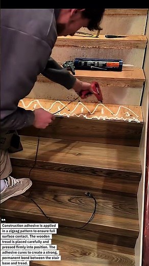 How to Install Wood Stair Treads with Construction Adhesive | Stair Renovation Tutorial