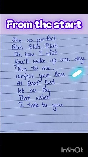 #lyrics # from the start#she so perfect .blah blah blah English song