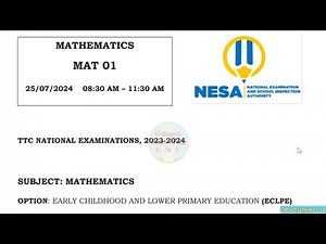 Y3 ECLPE TTC Mathematics National Examination 2023-2024
