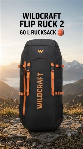 Wildcraft 60L Rucksack 🎒 | Flip Ruck 2 Travel & Trekking Backpack | Black & Orange