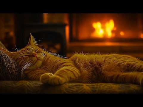 99% Fall Asleep Instantly💤Cozy Cat Purring & Crackling Fireplace ASMR| Best Sleep Sound for Insomnia