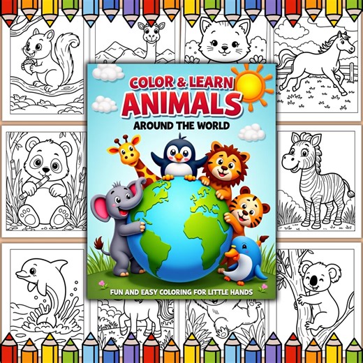 Animal Coloring Book For Kids Coloring Children Coloring Book Digital Animal Coloring Pages For Kids Printable Animal Coloring Activity Book - Etsy 日本