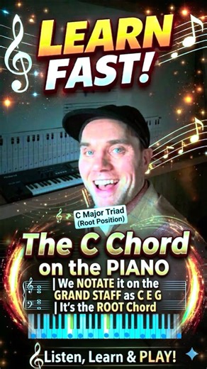 How to PLAY a ROOT Position ‘C’ Major Chord on the Piano? It’s the NOTES C E G!