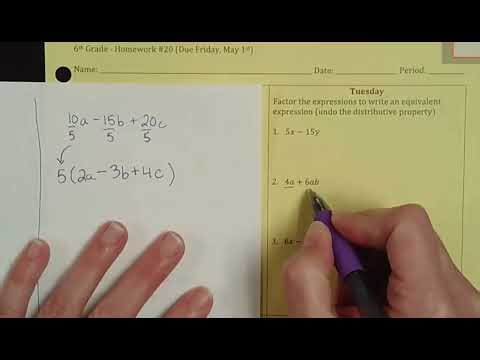6th grade - Homework #20 - Due 5/1/26
